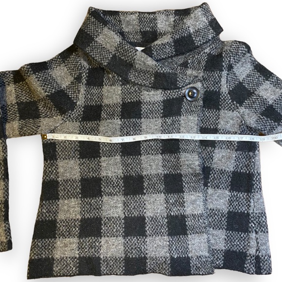 Ellen Tracy Black & Grey Gingham Cropped Wool Sweater Size Large - Picture 3 of 11